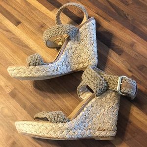 Stuart Weitzman criss-cross strap wedges